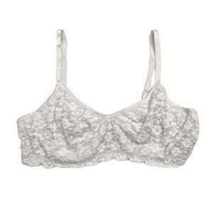 Vintage Olga White Floral Lace Mesh Underwire Bra 34B